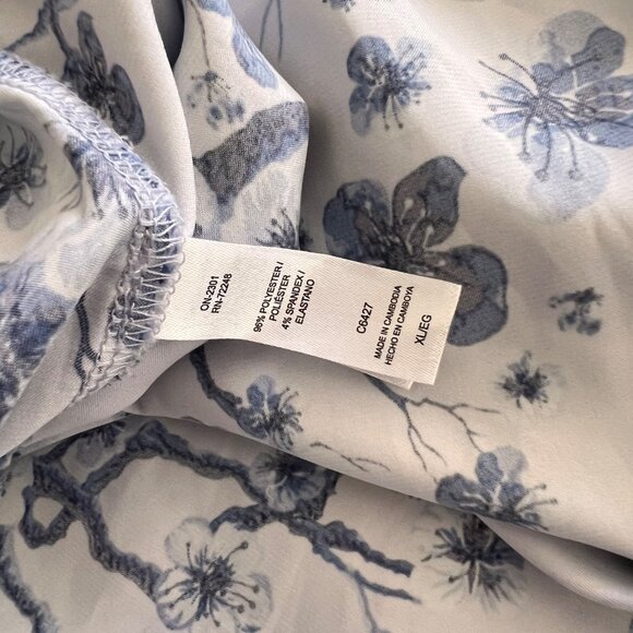 Y2K Satin Blue & White Floral Open-Back Crisscross Mini Dress XL - Picture 6 of 9